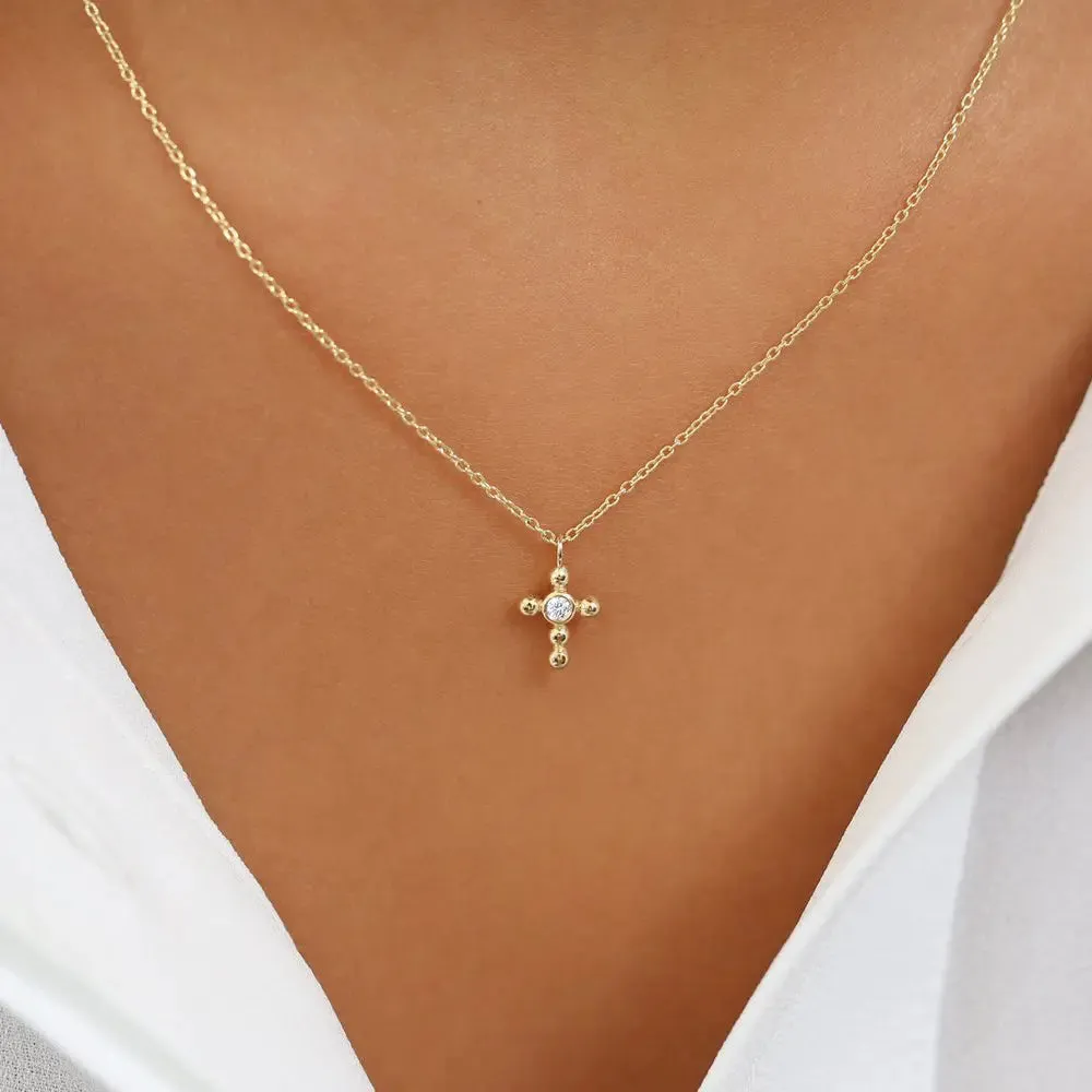 0.03CTW Small Diamond Cross Necklace