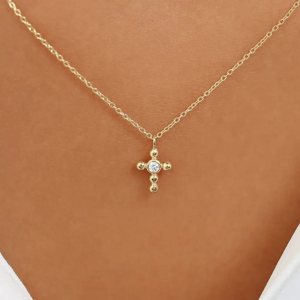 0.03CTW Small Diamond Cross Necklace