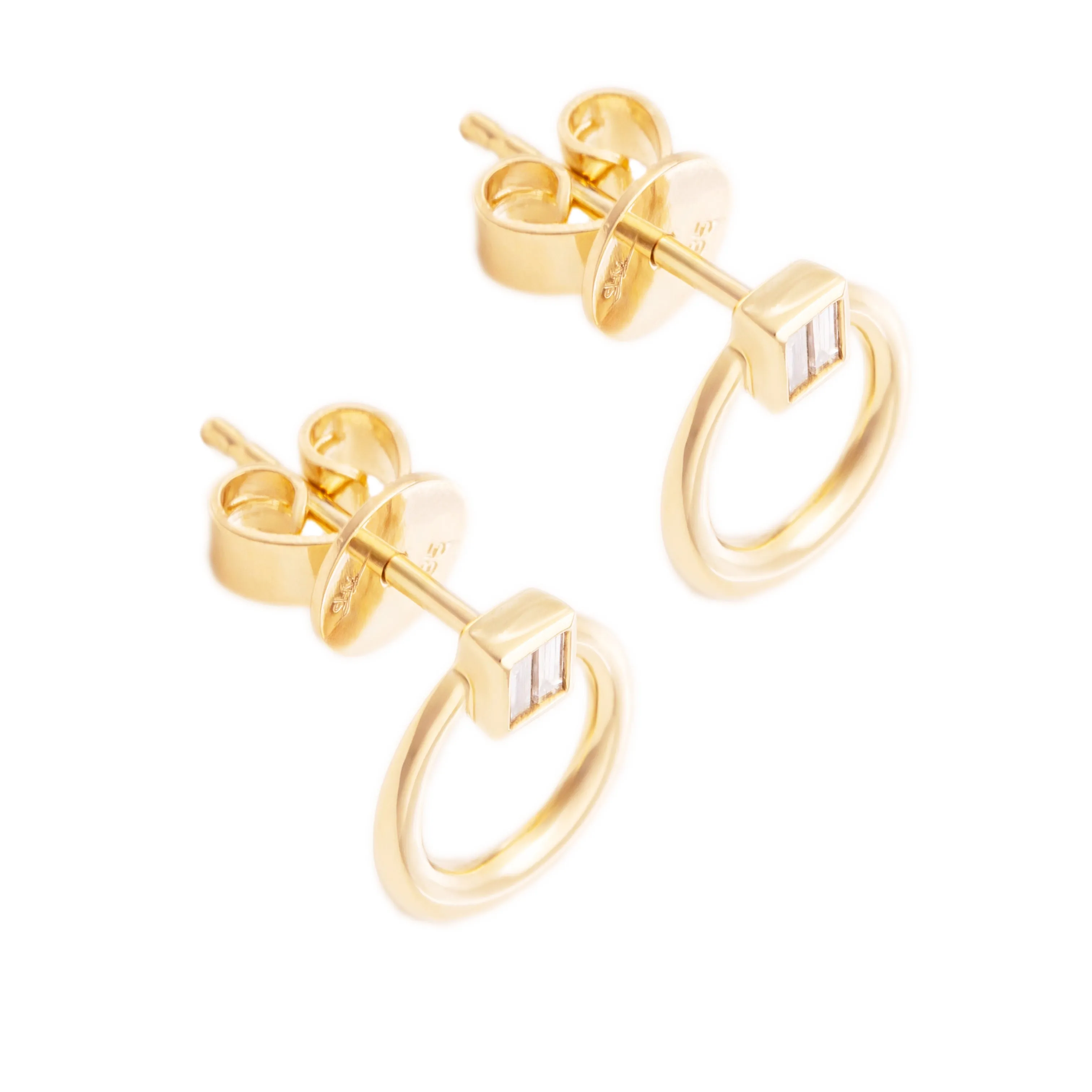 .08ct 14k Yellow Gold Diamond Circle Stud Earrings