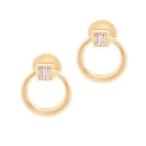 .08ct 14k Yellow Gold Diamond Circle Stud Earrings