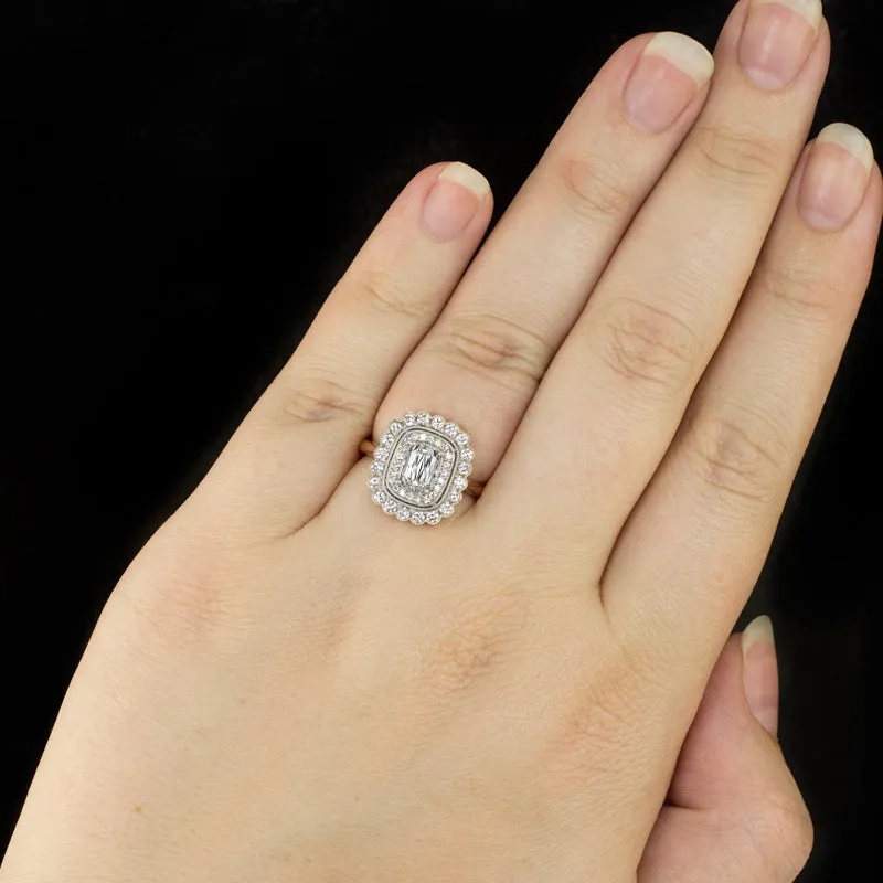 1 CARAT GIA CERTIFIED J VVS1 DIAMOND ENGAGEMENT RING VINTAGE STYLE DOUBLE HALO