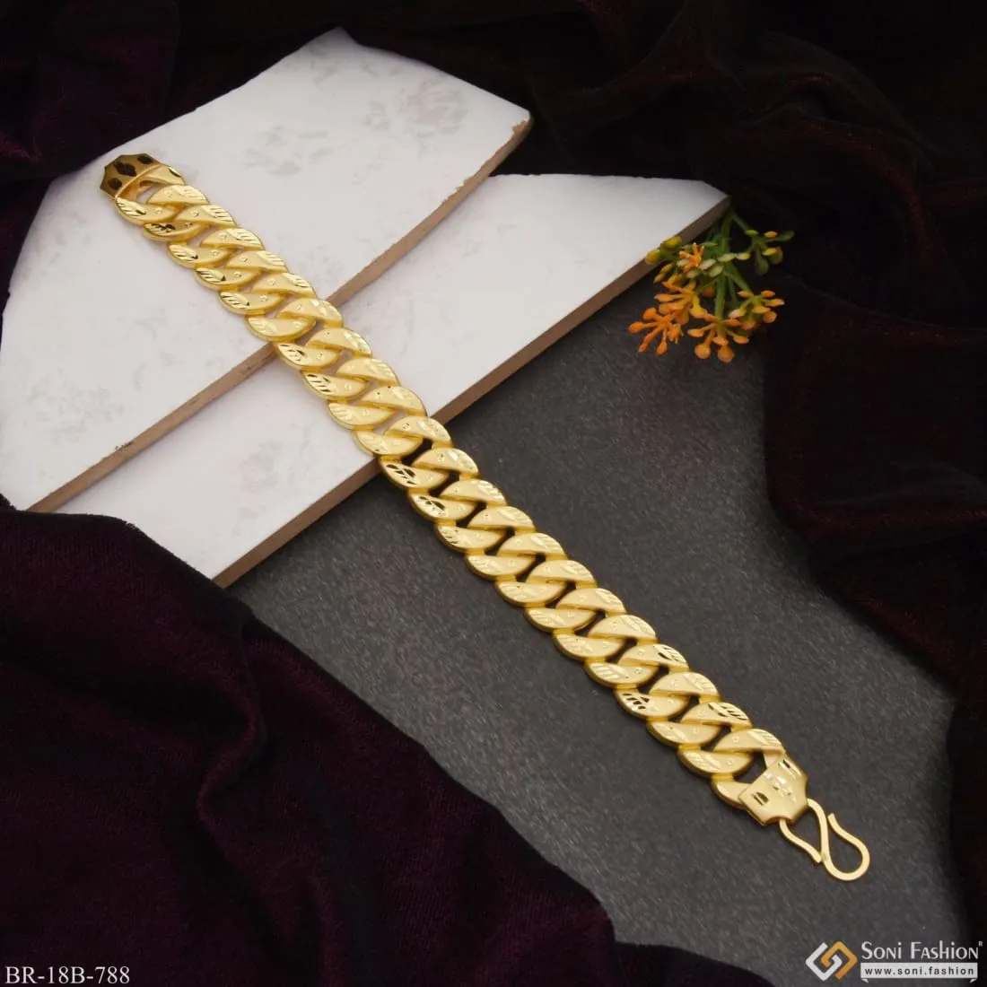 1 Gram Gold Plated Best Quality Gold Plated Pokal Bracelet for Men - Style B788
