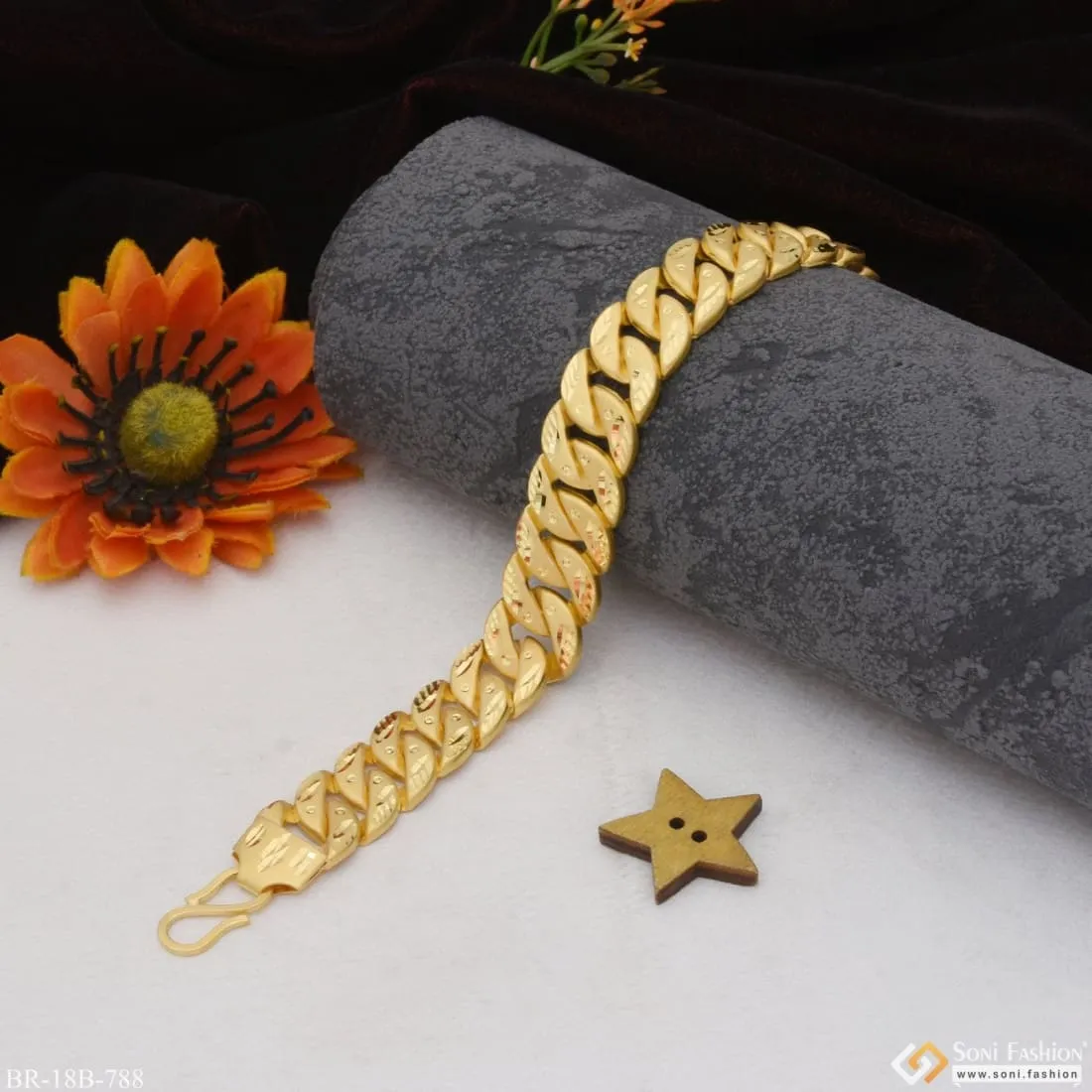 1 Gram Gold Plated Best Quality Gold Plated Pokal Bracelet for Men - Style B788