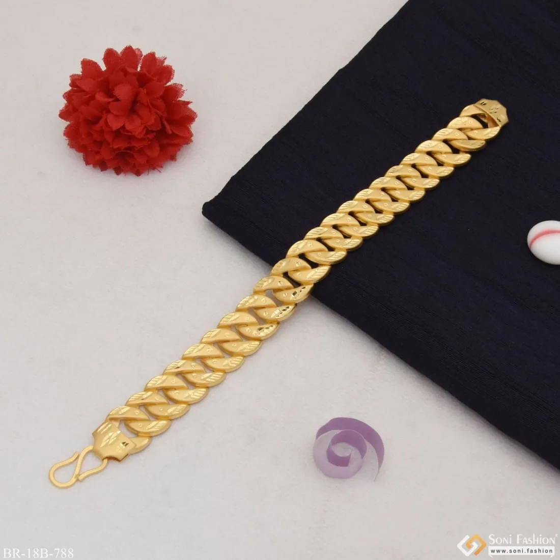 1 Gram Gold Plated Best Quality Gold Plated Pokal Bracelet for Men - Style B788