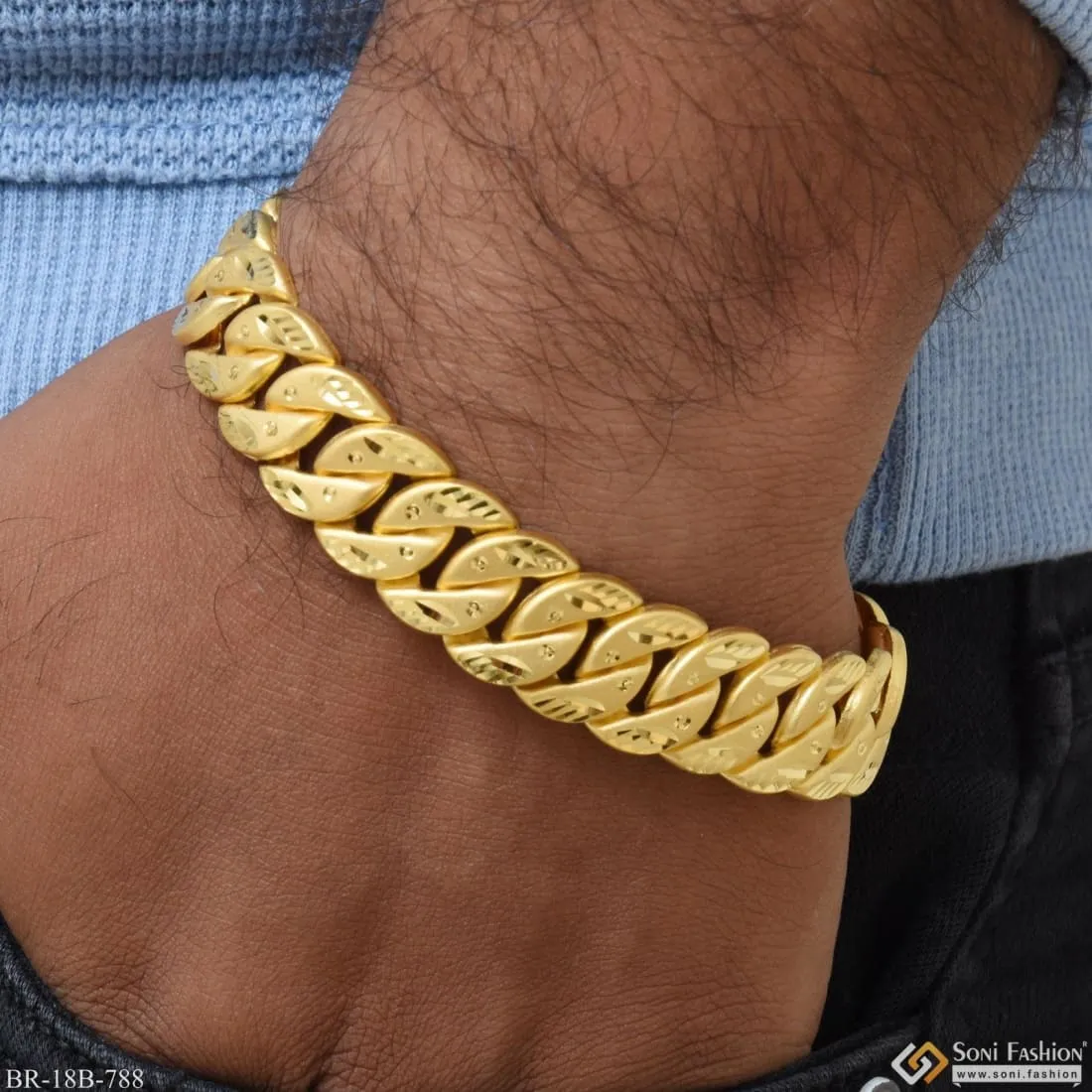 1 Gram Gold Plated Best Quality Gold Plated Pokal Bracelet for Men - Style B788