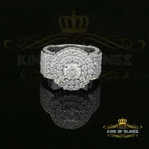 13.00ct Cubic Zirconia White Silver Round Men's Adjustable Ring From SZ 8 to 10