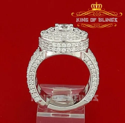 13.00ct Cubic Zirconia White Silver Round Men's Adjustable Ring From SZ 8 to 10