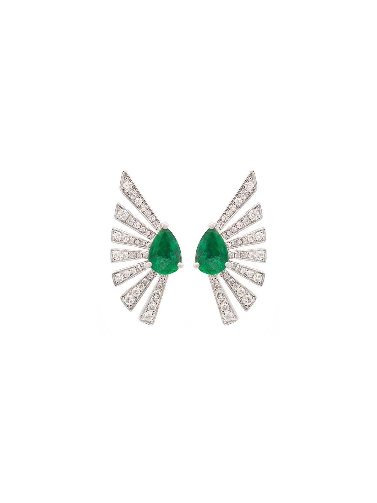 1.36ct Diamond Emerald 18K Gold Cluster Climber Earrings