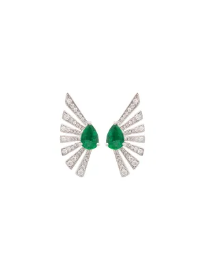 1.36ct Diamond Emerald 18K Gold Cluster Climber Earrings