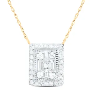 1/3CTW Diamond Ana M Fashion Emerald Baguette Necklace - 18" Yellow Gold