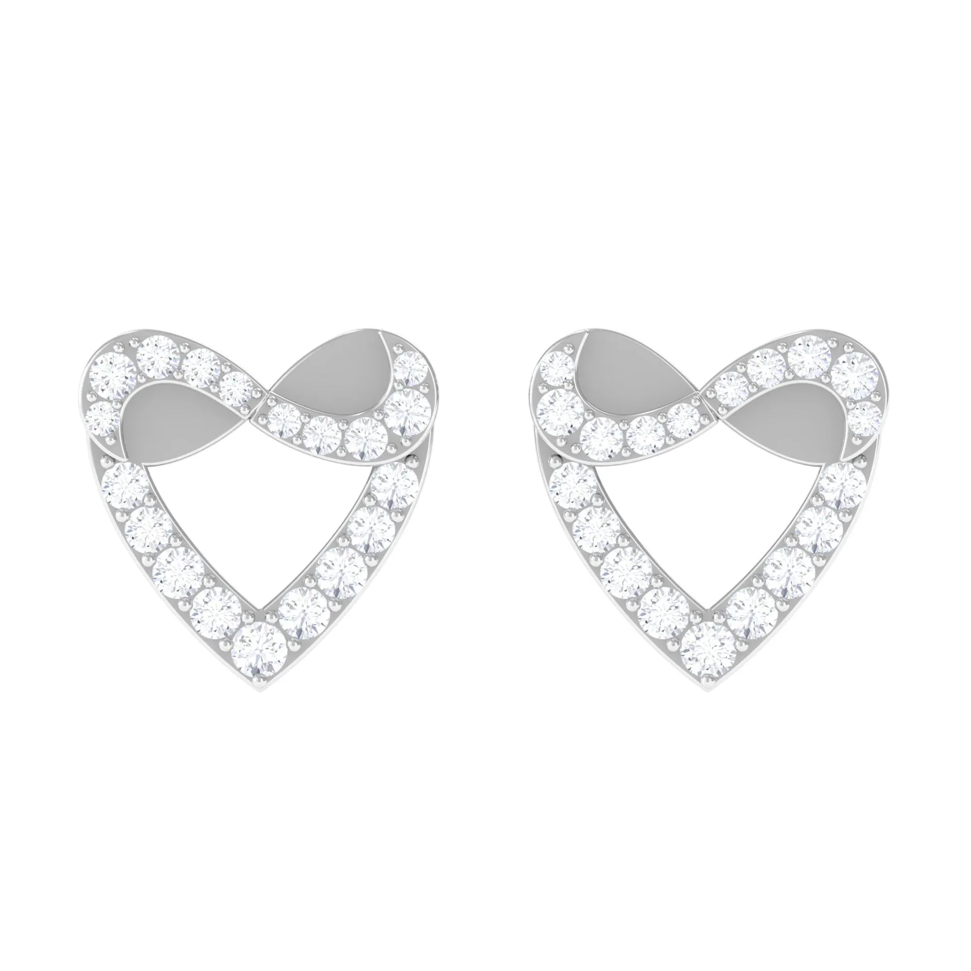 1/4 CT Round Diamond Infinity Heart Stud Earrings