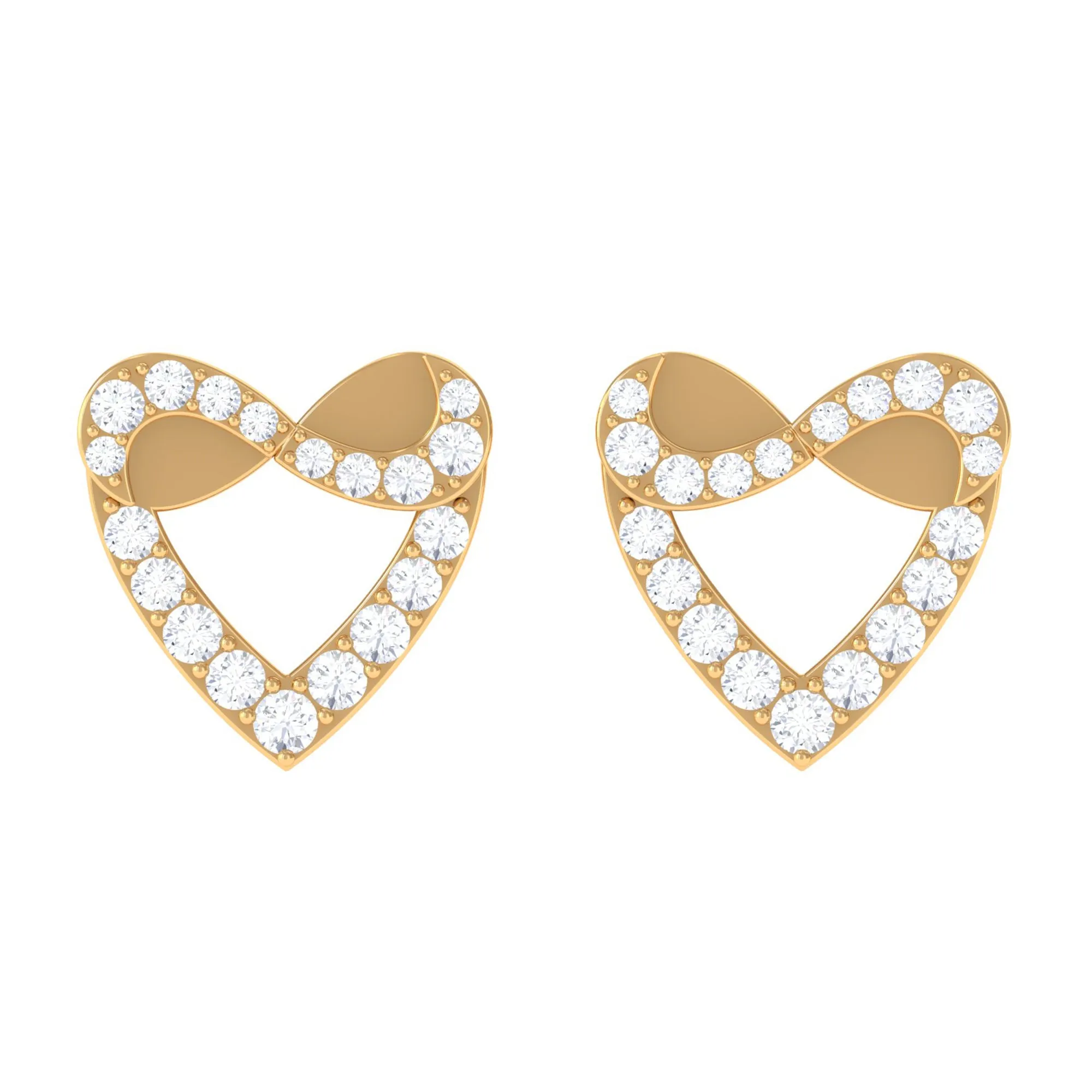 1/4 CT Round Diamond Infinity Heart Stud Earrings