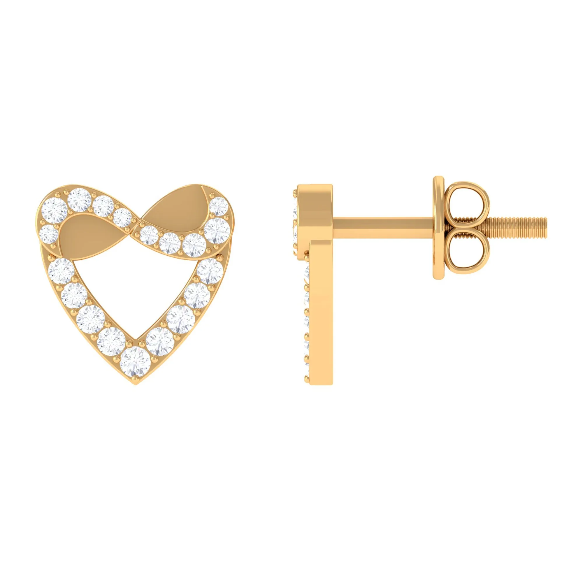 1/4 CT Round Diamond Infinity Heart Stud Earrings
