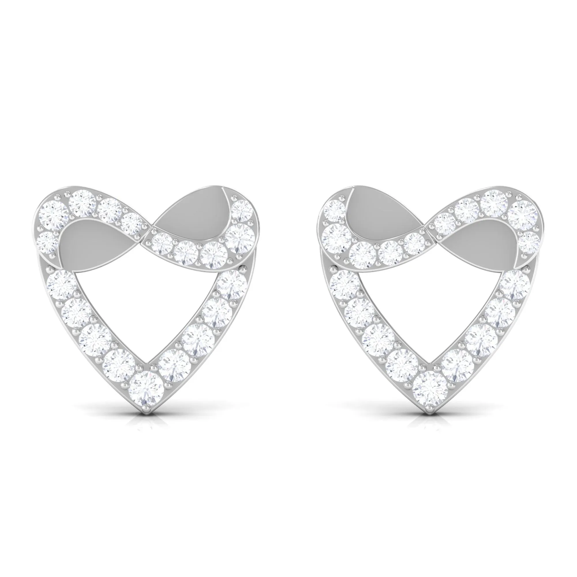 1/4 CT Round Diamond Infinity Heart Stud Earrings
