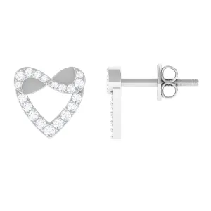 1/4 CT Round Diamond Infinity Heart Stud Earrings