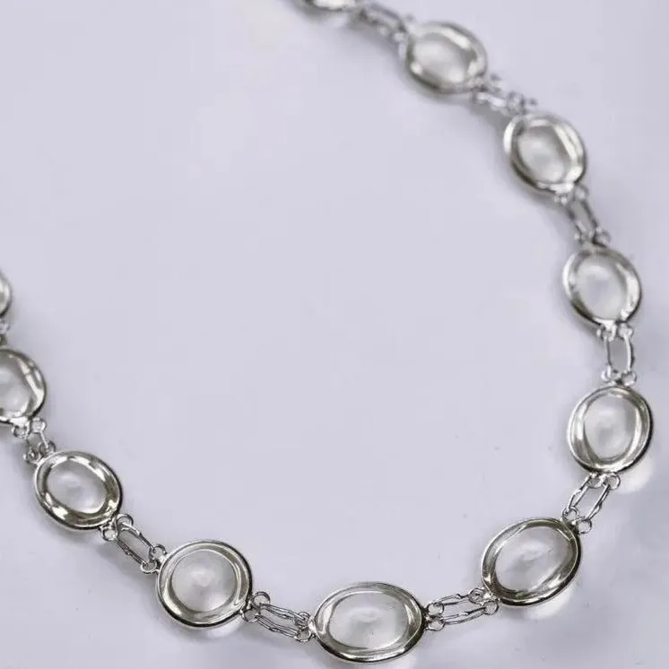 14ctw Natural Moonstone Mixed Sized Cabochon Gemstone Tennis Bracelet