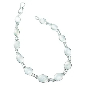 14ctw Natural Moonstone Mixed Sized Cabochon Gemstone Tennis Bracelet