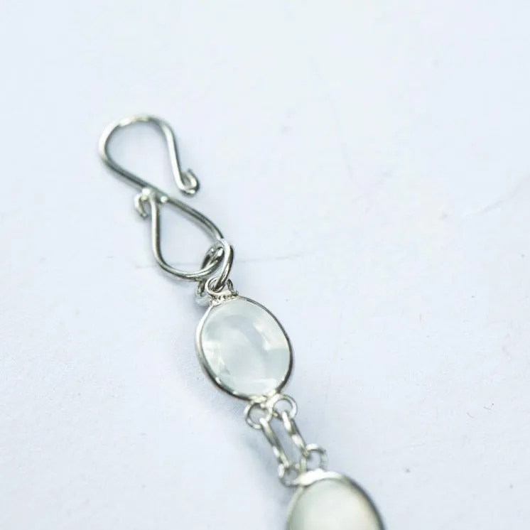 14ctw Natural Moonstone Mixed Sized Cabochon Gemstone Tennis Bracelet
