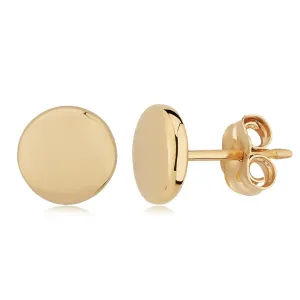 14k 8mm Flat Round Stud Earrings