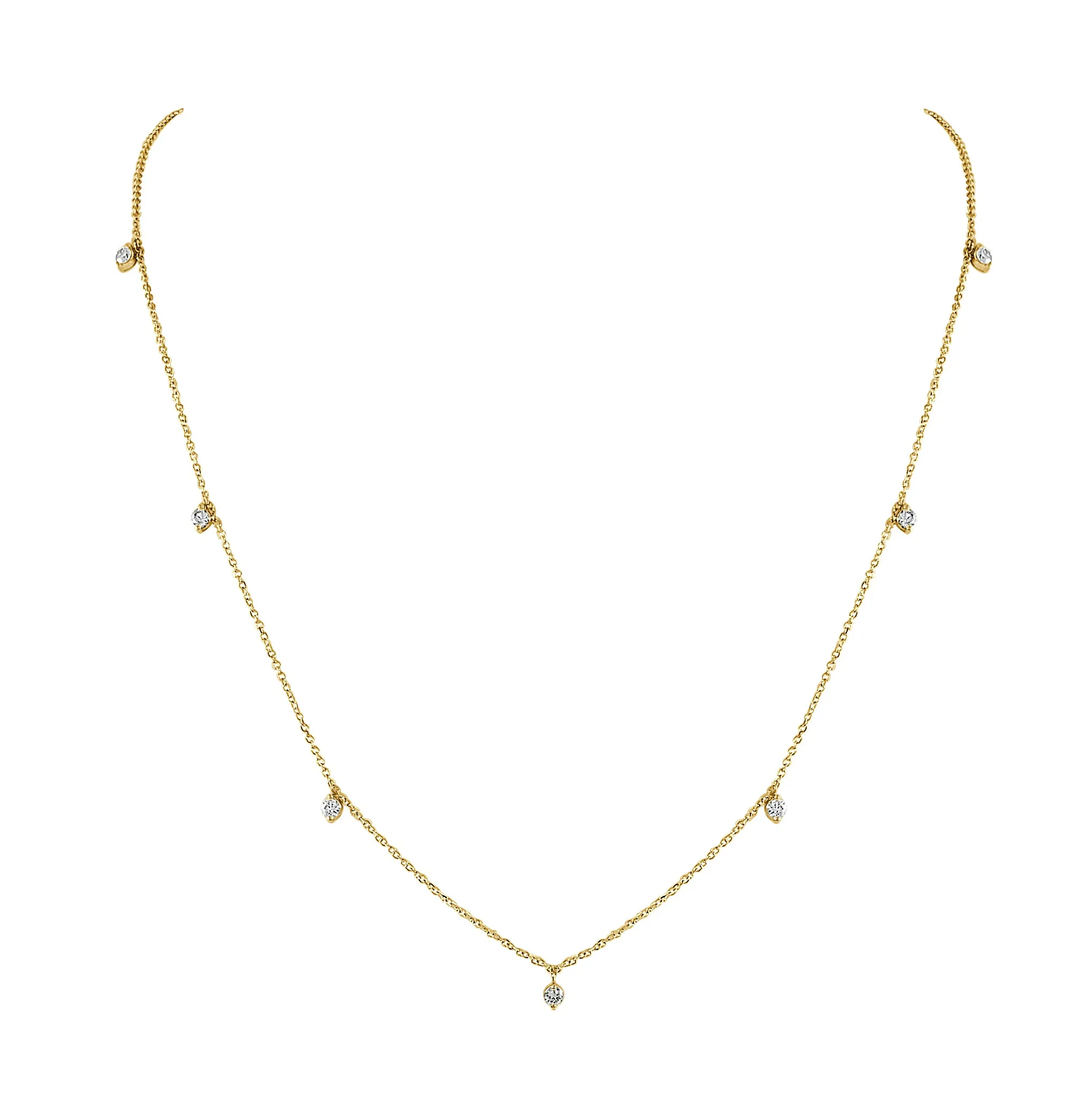 14k Gold & Dangle Diamond Necklace - 0.35ct