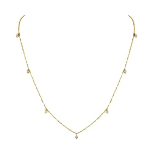 14k Gold & Dangle Diamond Necklace - 0.35ct
