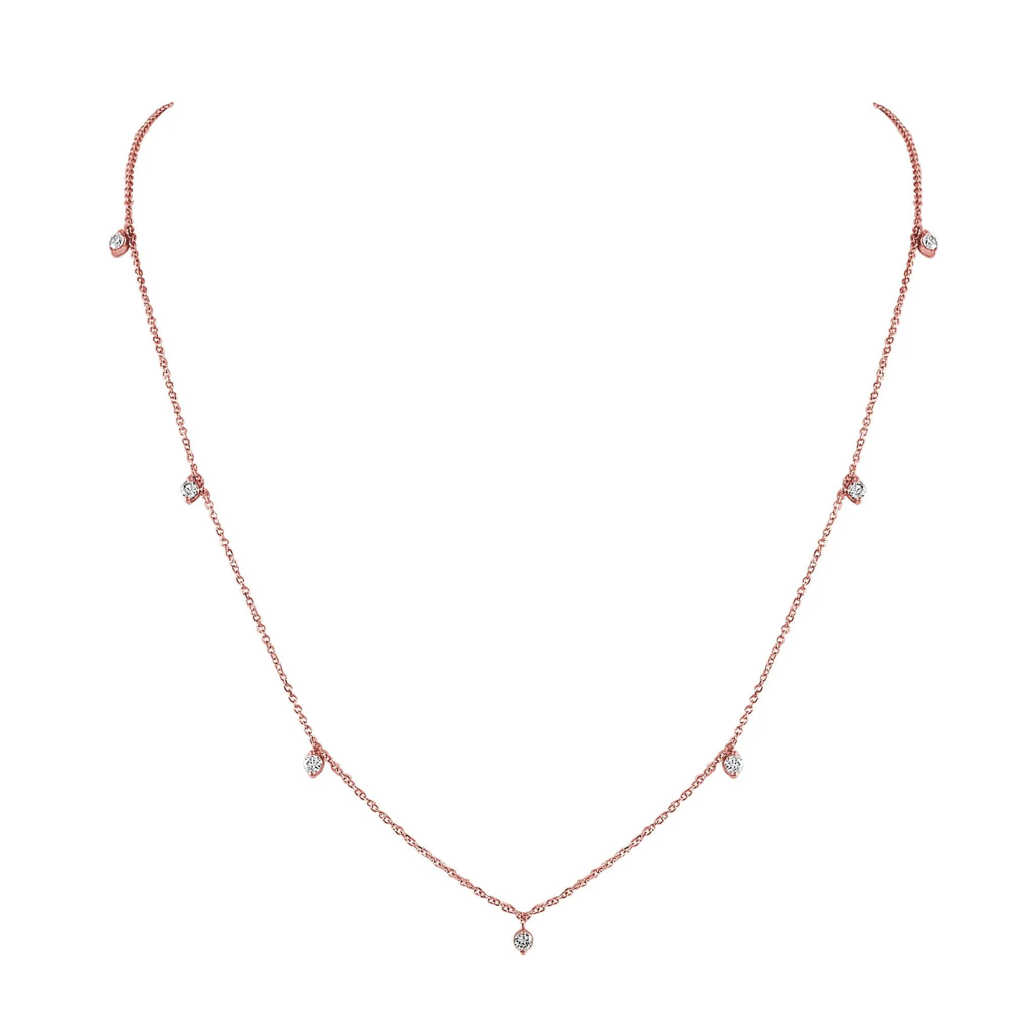 14k Gold & Dangle Diamond Necklace - 0.35ct