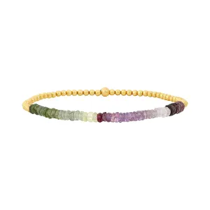 14K Gold Filled 2mm 6.50" Stretch Sapphire Bracelet
