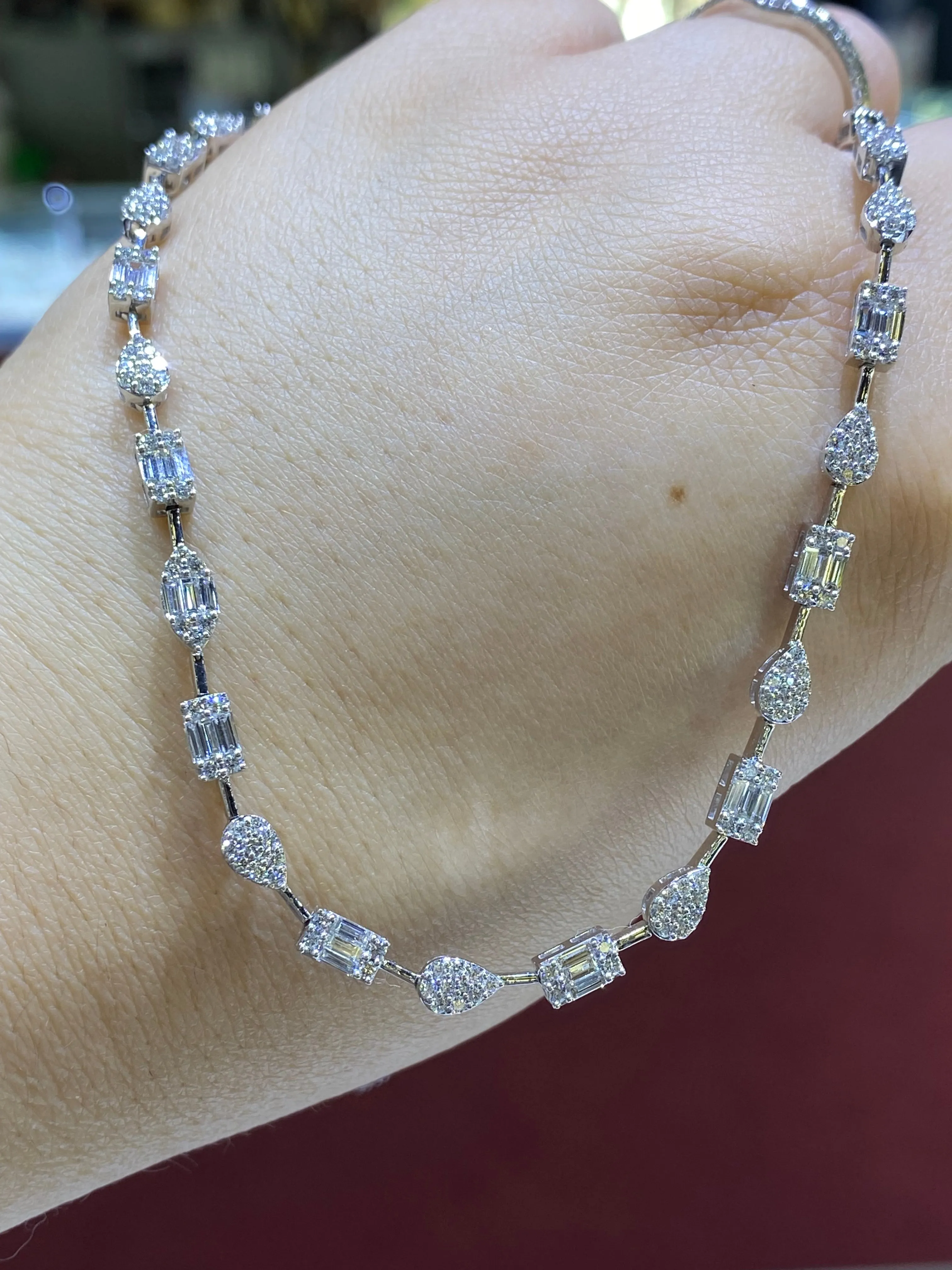 14K Gold Multi Shape Cluster Necklace