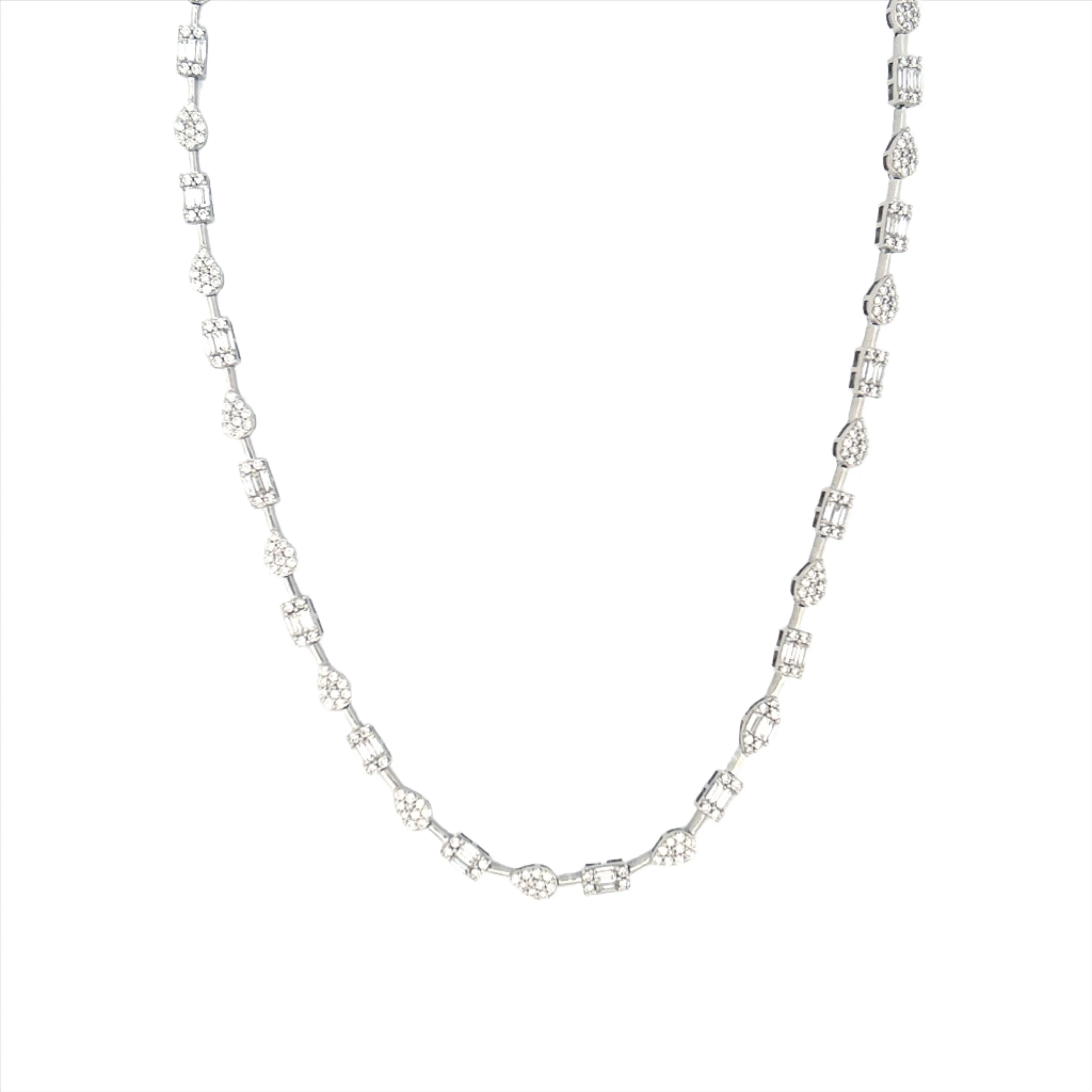 14K Gold Multi Shape Cluster Necklace