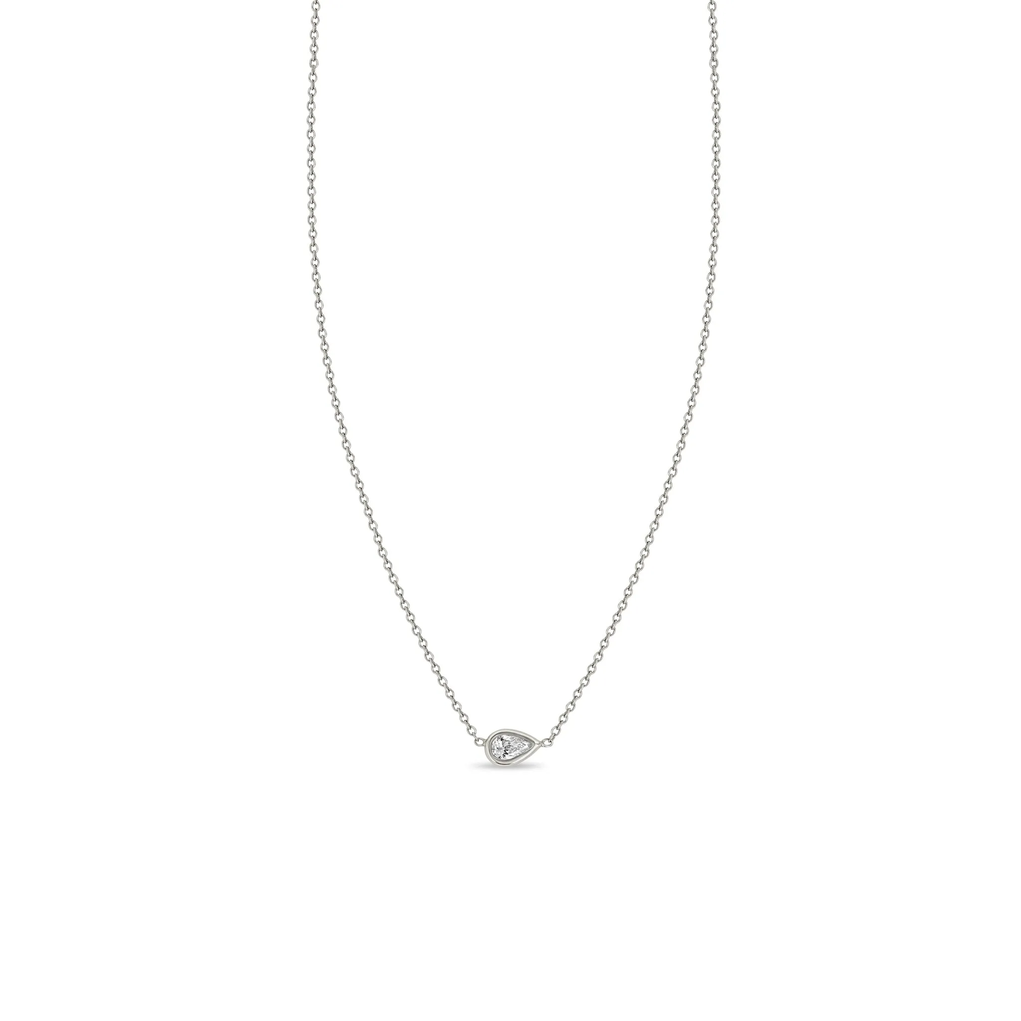 14k Horizontal Pear Shaped Diamond Necklace