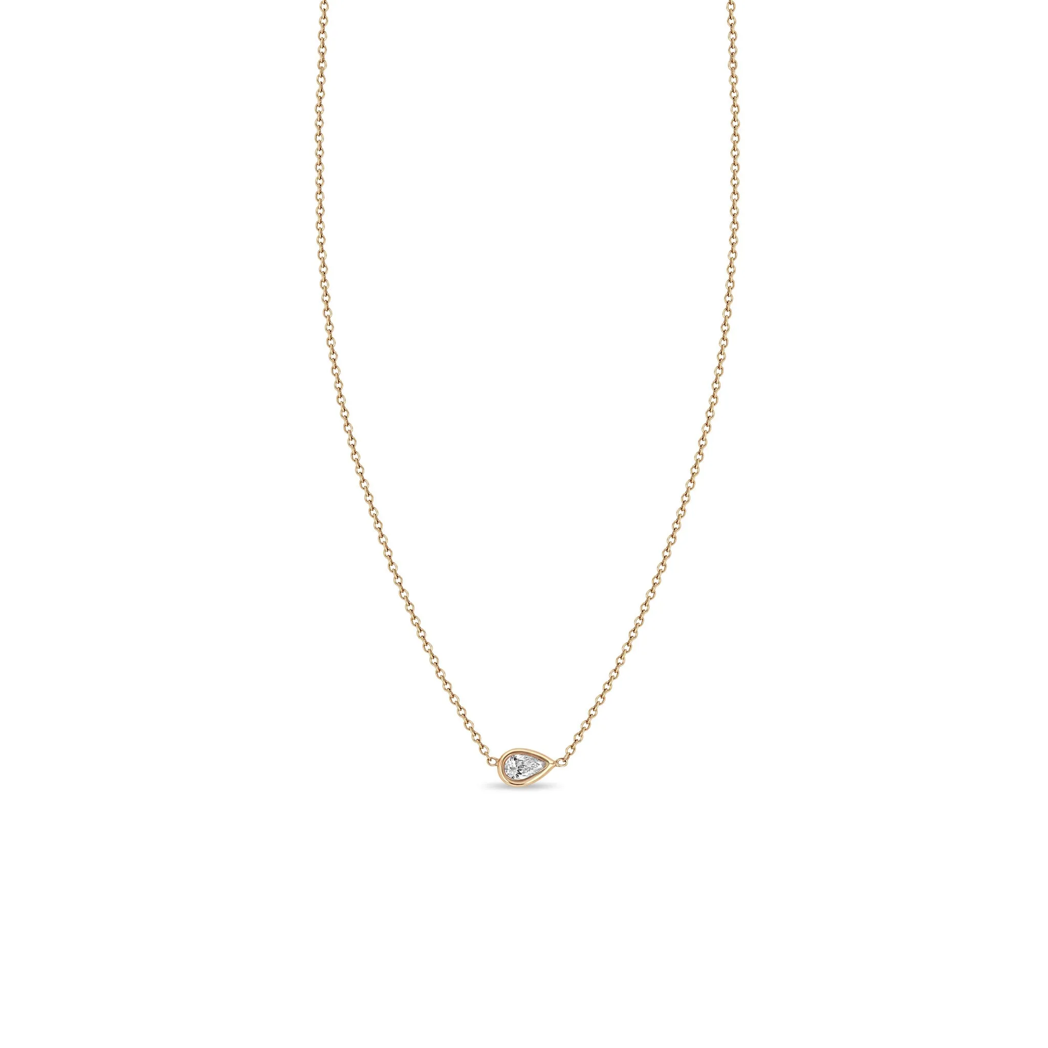 14k Horizontal Pear Shaped Diamond Necklace