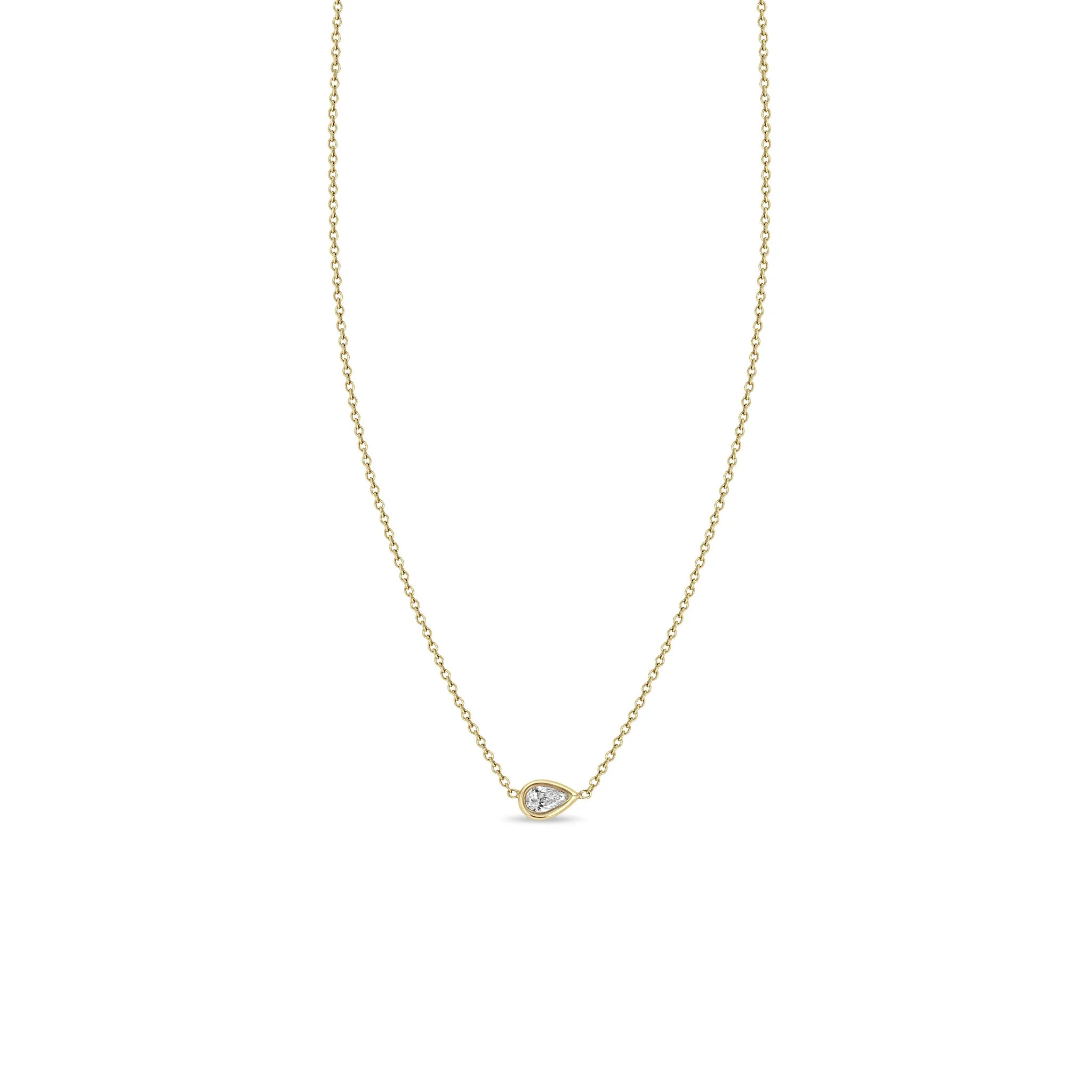 14k Horizontal Pear Shaped Diamond Necklace