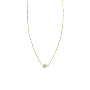 14k Horizontal Pear Shaped Diamond Necklace
