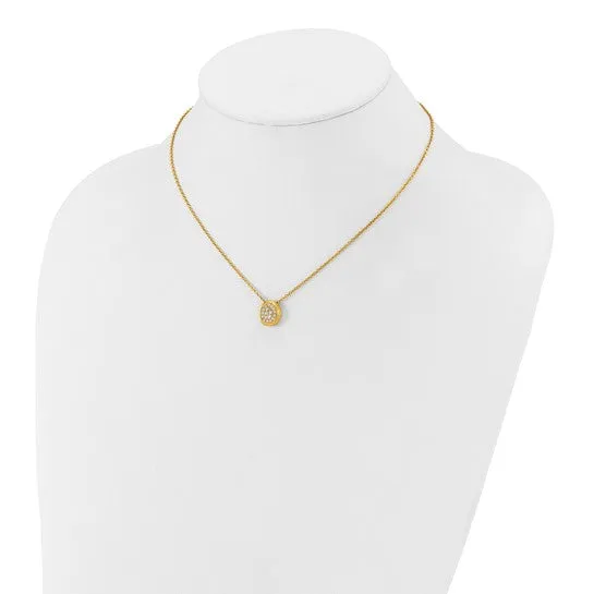 14K Textured Diamond Oval Necklace