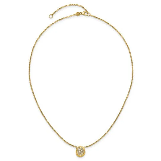 14K Textured Diamond Oval Necklace