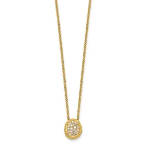 14K Textured Diamond Oval Necklace