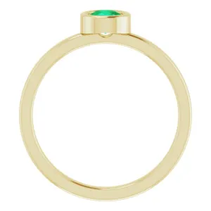 14K Yellow 4.5 mm Natural Emerald Ring