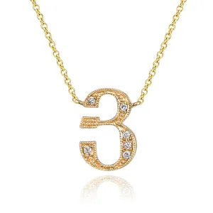 14K Yellow Gold Armenian Initial Diamond Necklace