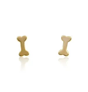 14K YELLOW GOLD DOG BONE STUD EARRINGS