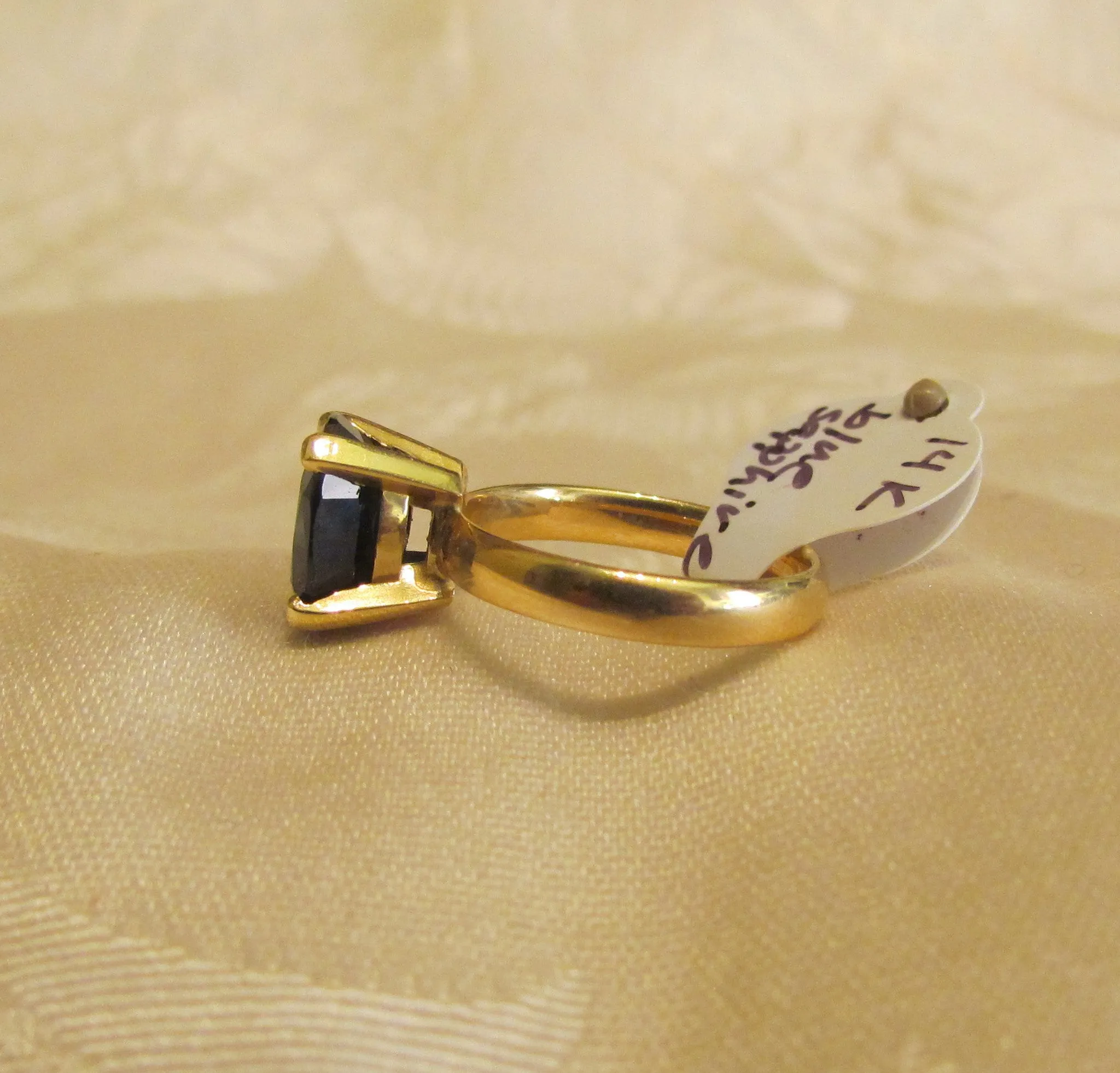 14Kt Gold Sapphire Ring 4.75ct Natural Blue Sapphire Bruce Magnotti Cocktail Ring Fine Jewelry Size 7 1/4