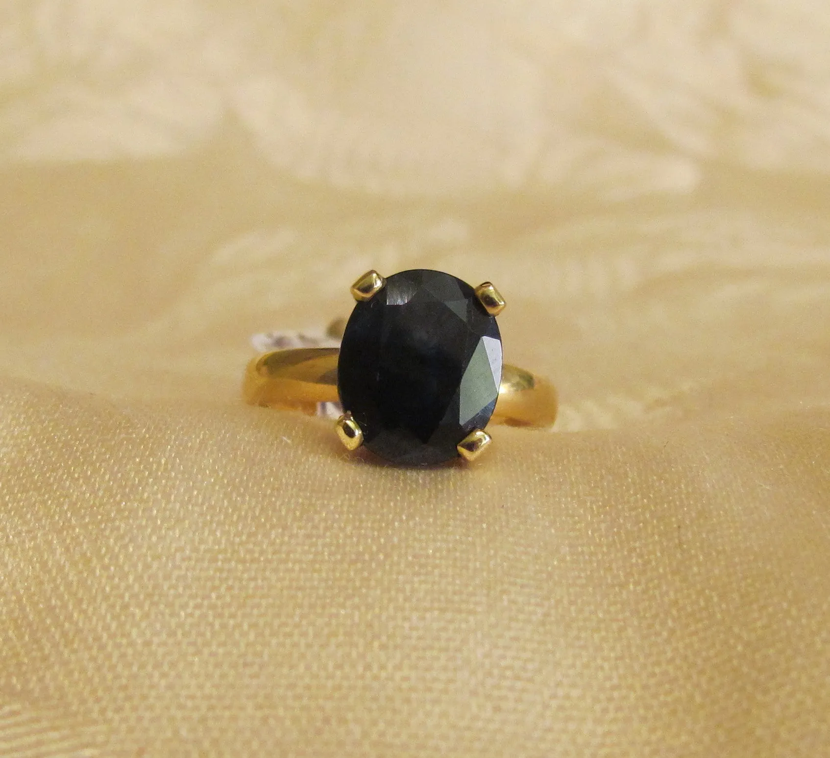 14Kt Gold Sapphire Ring 4.75ct Natural Blue Sapphire Bruce Magnotti Cocktail Ring Fine Jewelry Size 7 1/4