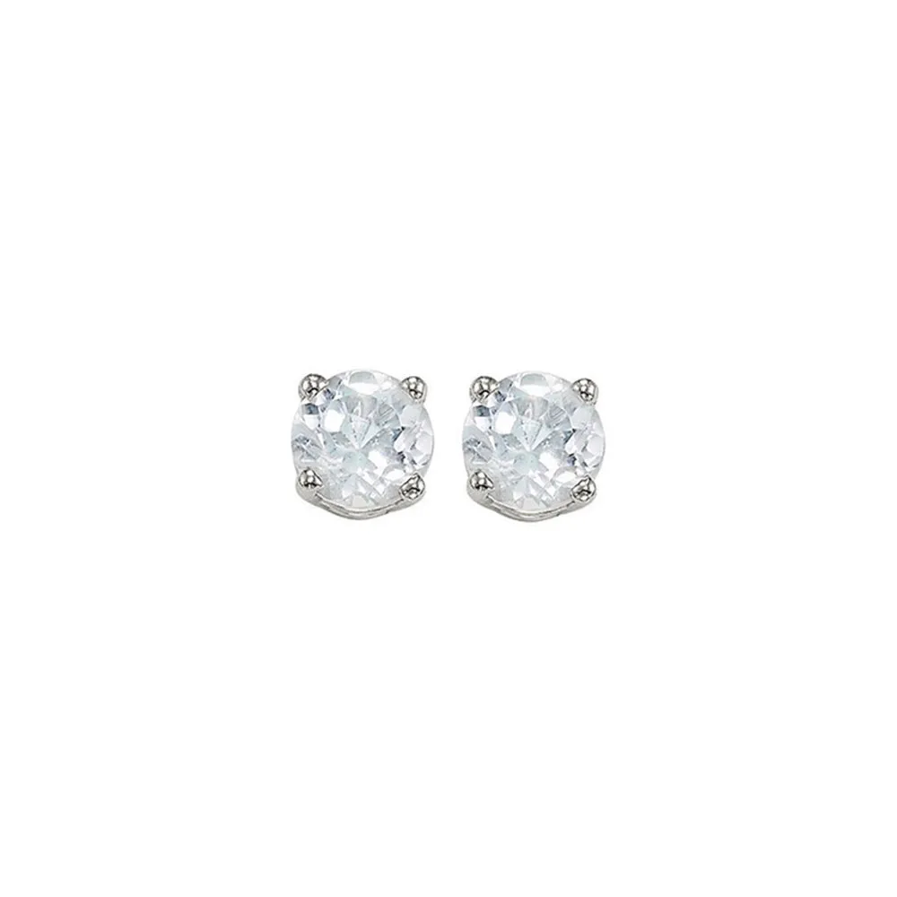 14Kt White Gold White Topaz 7/8Ctw Earring