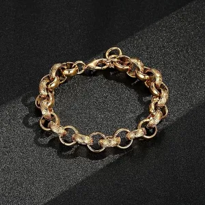 15mm Gold Bonded Alternate Ornate Belcher Bracelet 8/9.3 Inch