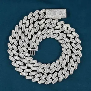 16MM Moissanite Baguette Miami Cuban Link Chain 14K Gold