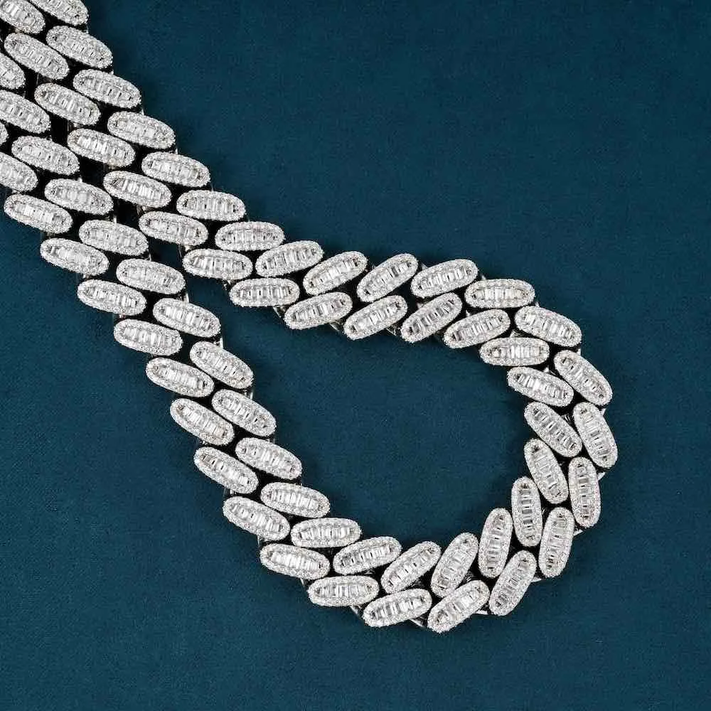 16MM Moissanite Baguette Miami Cuban Link Chain 14K Gold