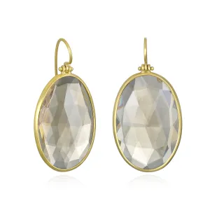 18 Karat Gold Whisky Quartz Hinge Earrings