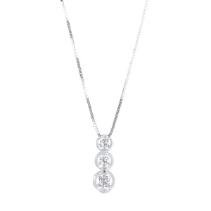 18ct White Gold Trilogy Drop Bezel Set 0.12ct Diamond Necklace KSI3997WR5J