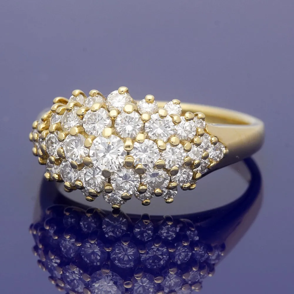 18ct Yellow Gold 2ct Diamond Bombe Cocktail Ring
