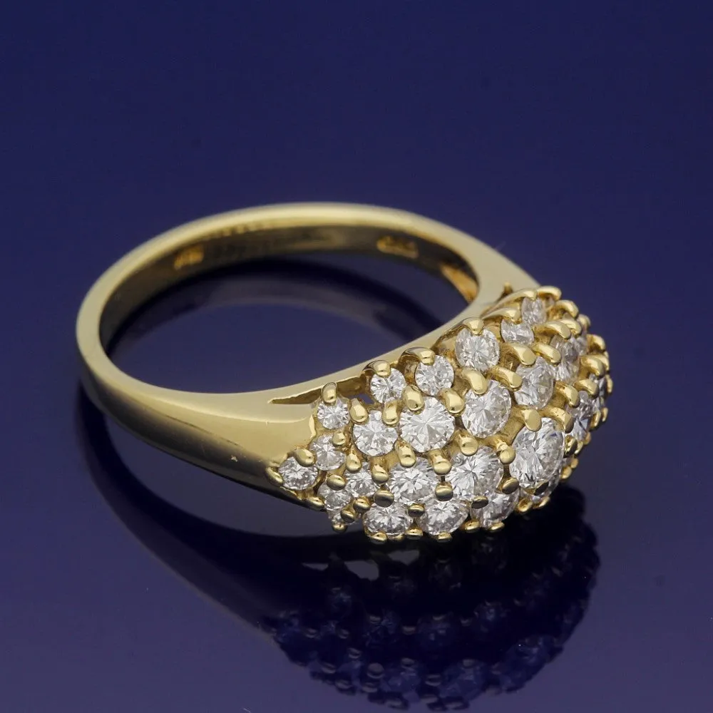 18ct Yellow Gold 2ct Diamond Bombe Cocktail Ring