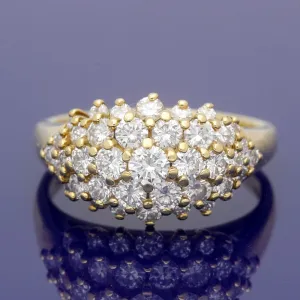 18ct Yellow Gold 2ct Diamond Bombe Cocktail Ring